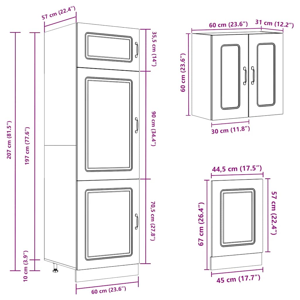 vidaXL 8 Piece Kitchen Cabinet Set Kalmar Smoked Oak Engineered Wood
