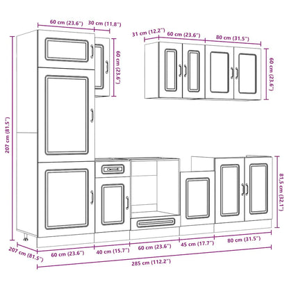 vidaXL 8 Piece Kitchen Cabinet Set Kalmar Grey Sonoma Engineered Wood