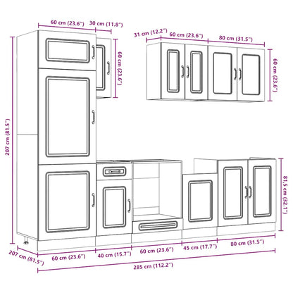 vidaXL 8 Piece Kitchen Cabinet Set Kalmar Old Wood Engineered Wood