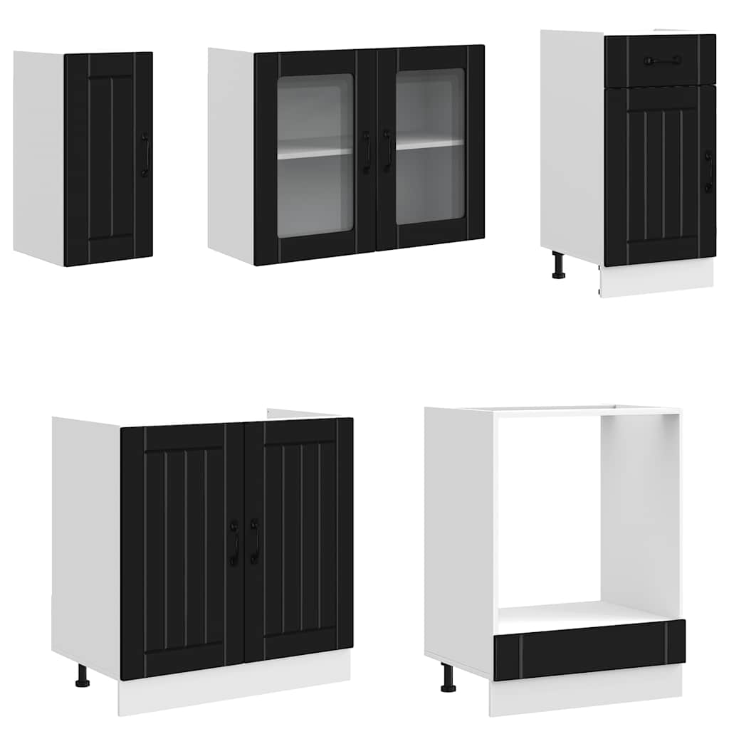 vidaXL 8 Piece Kitchen Cabinet Set "Kalmar" Black Engineered Wood