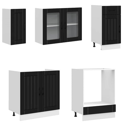 vidaXL 8 Piece Kitchen Cabinet Set "Kalmar" Black Engineered Wood