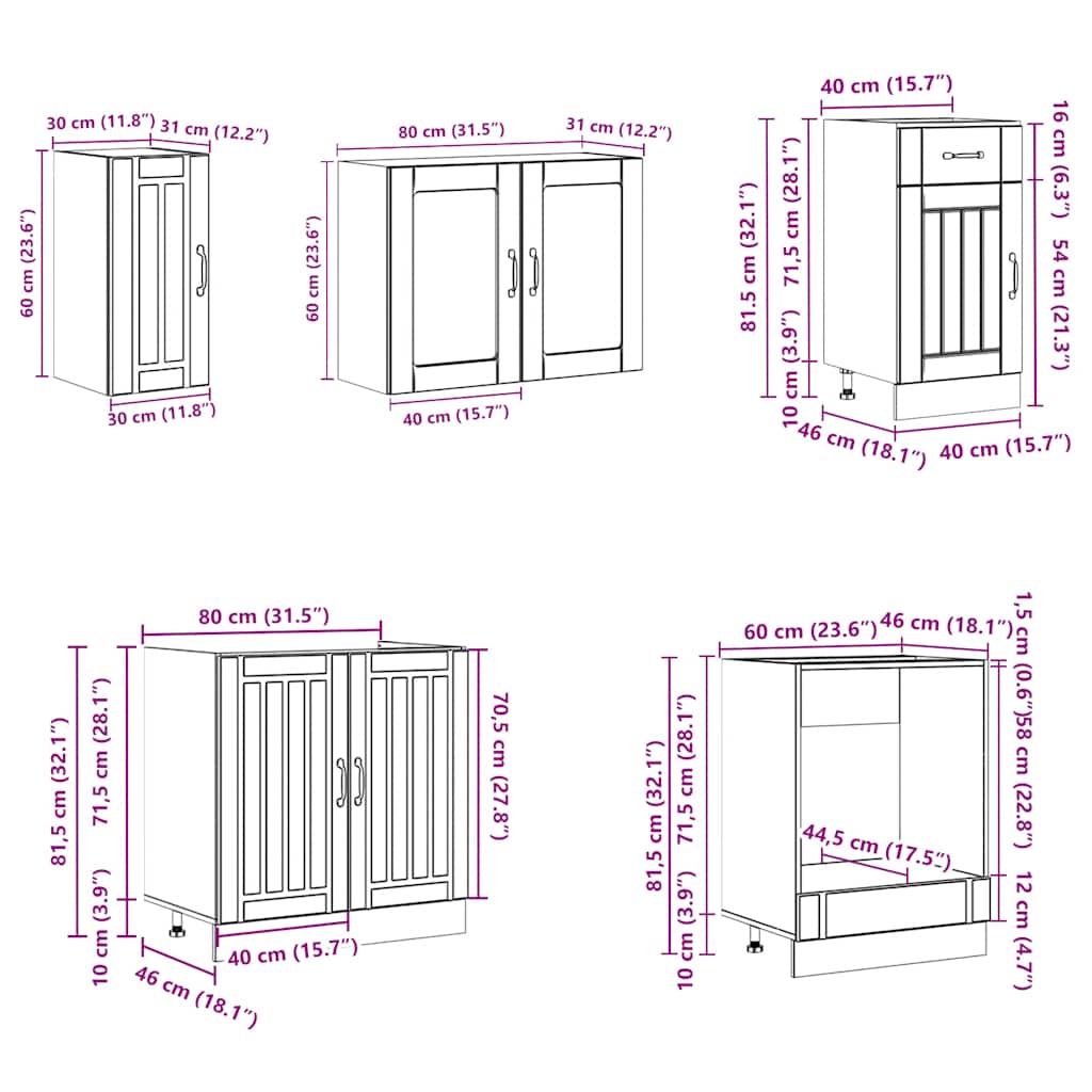 vidaXL 8 Piece Kitchen Cabinet Set Kalmar Black Engineered Wood