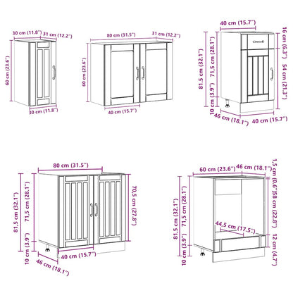 vidaXL 8 Piece Kitchen Cabinet Set Kalmar Black Engineered Wood
