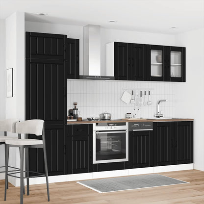 vidaXL 8 Piece Kitchen Cabinet Set "Kalmar" Black Engineered Wood