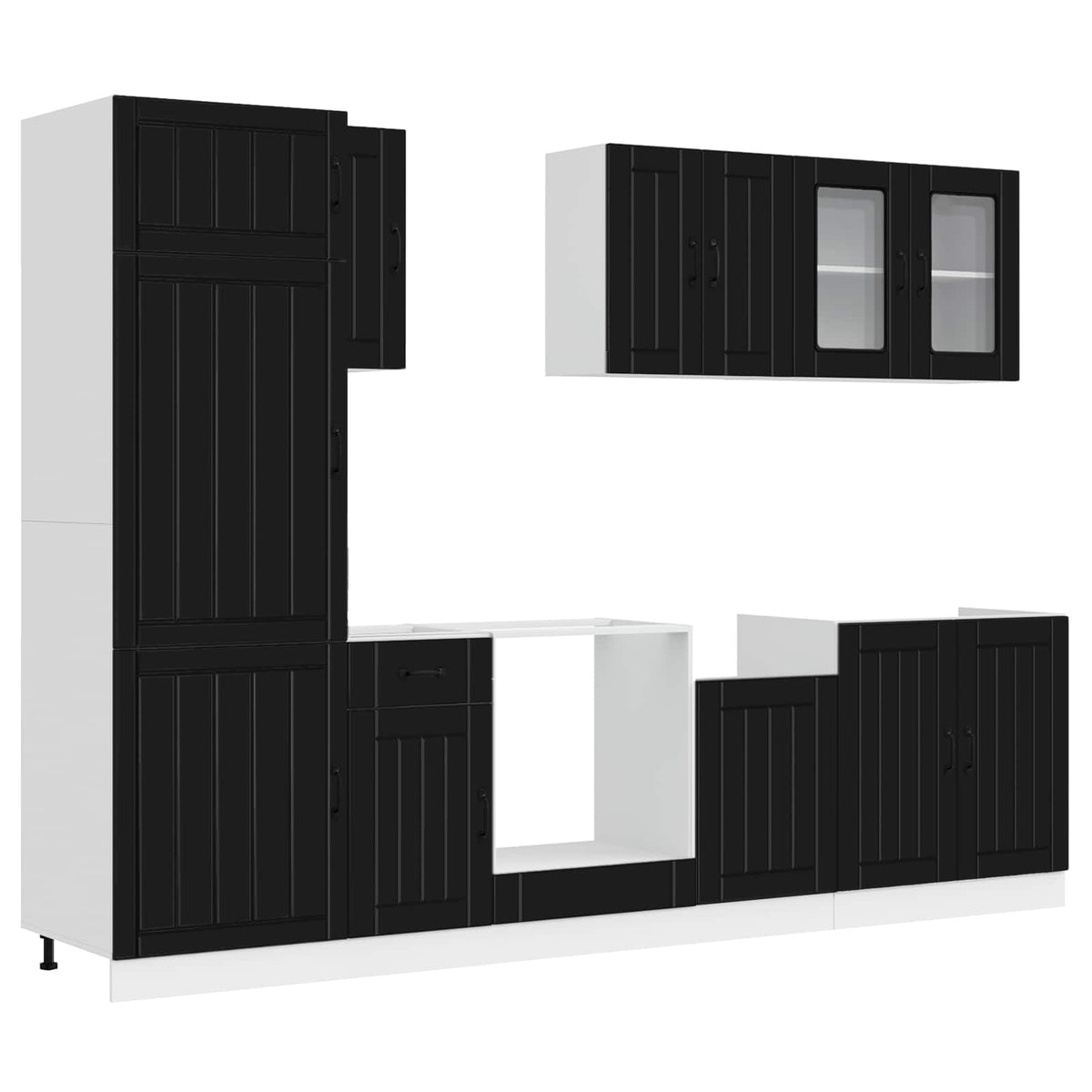 vidaXL 8 Piece Kitchen Cabinet Set "Kalmar" Black Engineered Wood