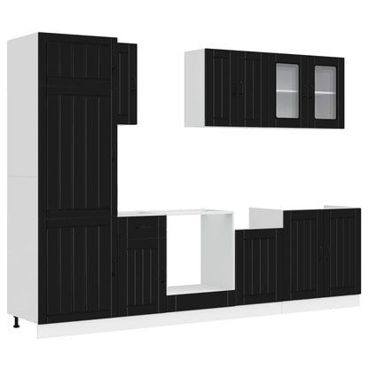 vidaXL 8 Piece Kitchen Cabinet Set "Kalmar" Black Engineered Wood