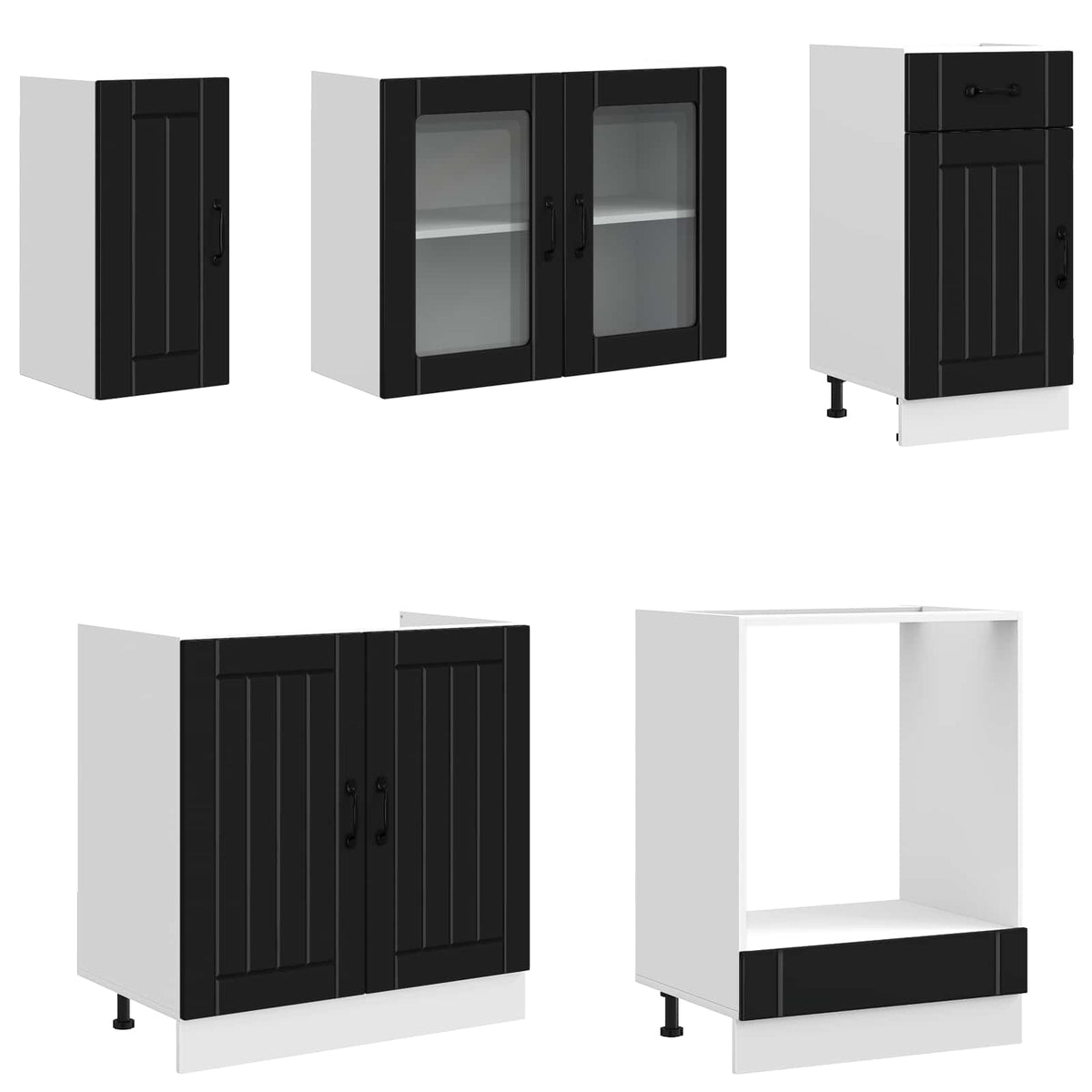 vidaXL 8 Piece Kitchen Cabinet Set "Kalmar" Black Engineered Wood