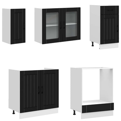 vidaXL 8 Piece Kitchen Cabinet Set "Kalmar" Black Engineered Wood