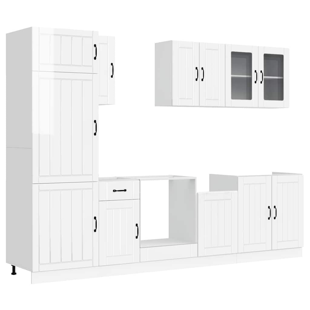 vidaXL 8 Piece Kitchen Cabinet Set "Lucca" High Gloss White Engineered Wood