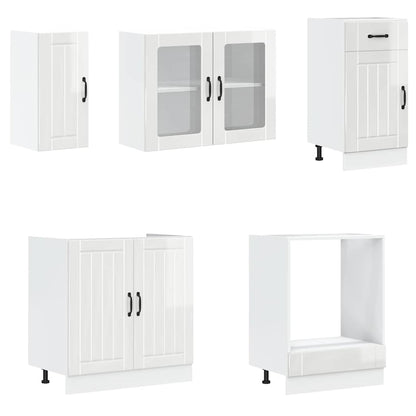 vidaXL 8 Piece Kitchen Cabinet Set Lucca High Gloss White Engineered Wood