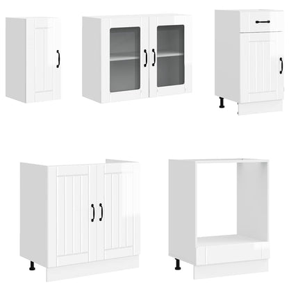 vidaXL 8 Piece Kitchen Cabinet Set "Lucca" High Gloss White Engineered Wood