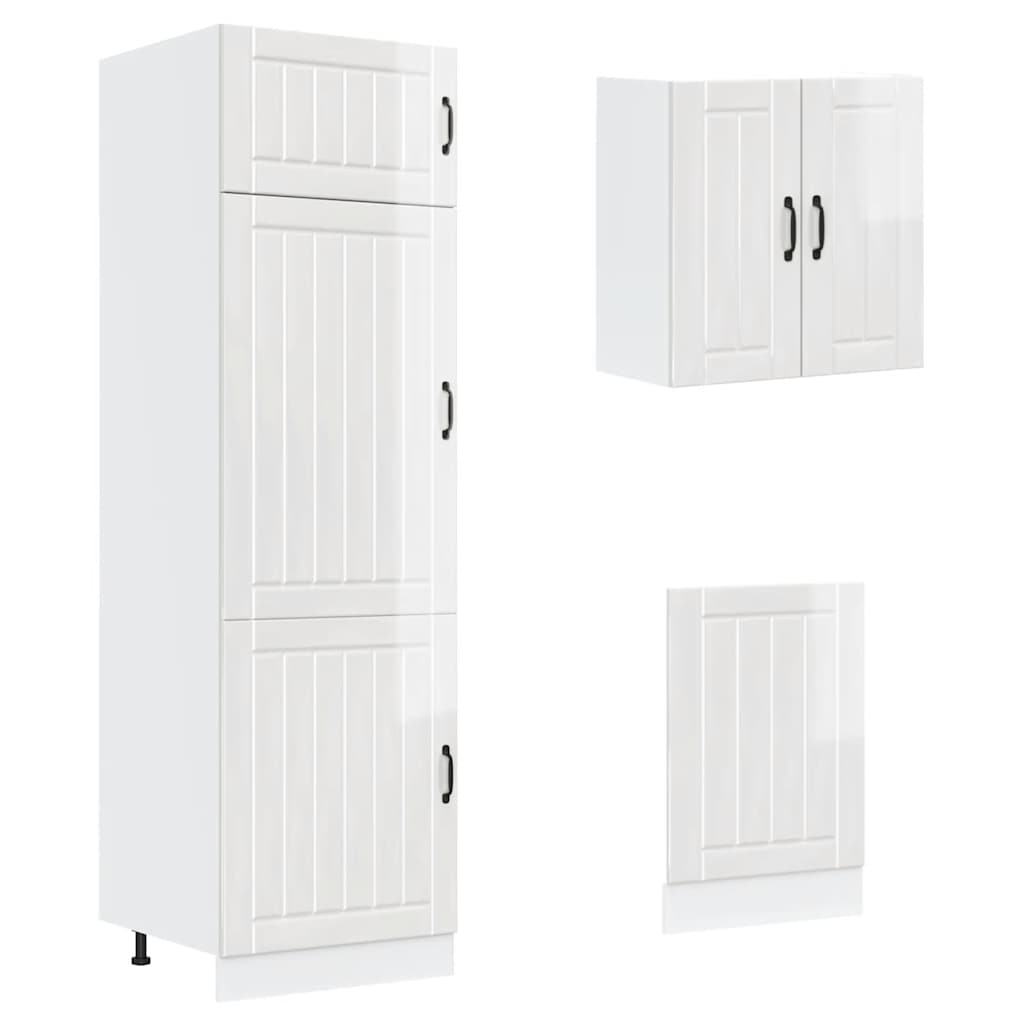 vidaXL 8 Piece Kitchen Cabinet Set Lucca High Gloss White Engineered Wood
