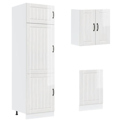 vidaXL 8 Piece Kitchen Cabinet Set Lucca High Gloss White Engineered Wood