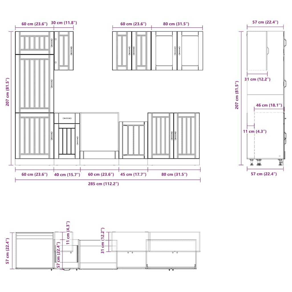 vidaXL 8 Piece Kitchen Cabinet Set Lucca High Gloss White Engineered Wood