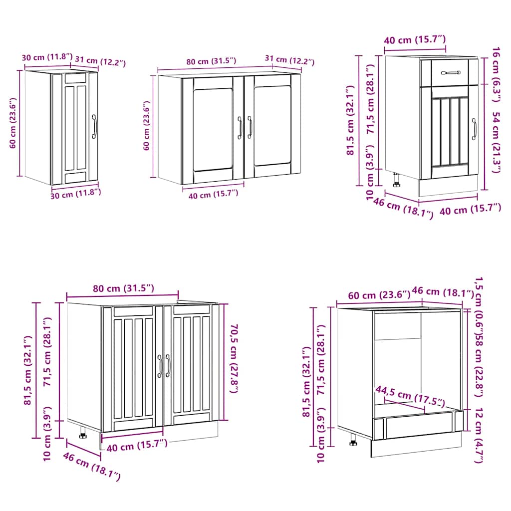 vidaXL 8 Piece Kitchen Cabinet Set Lucca High Gloss White Engineered Wood