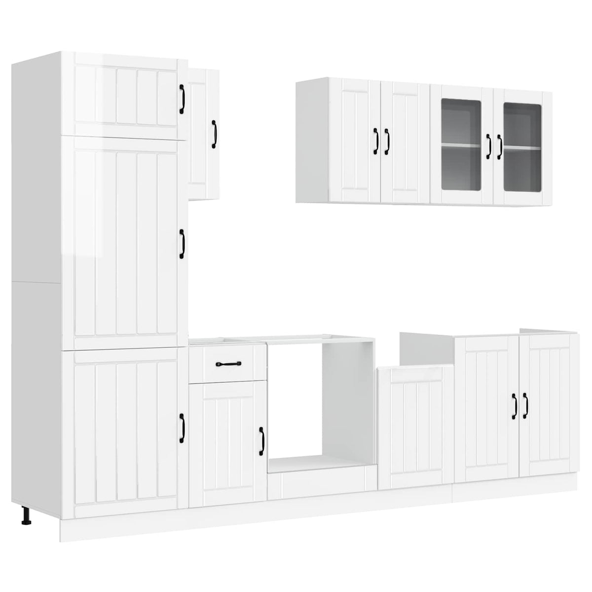 vidaXL 8 Piece Kitchen Cabinet Set "Lucca" High Gloss White Engineered Wood
