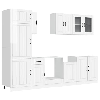 vidaXL 8 Piece Kitchen Cabinet Set "Lucca" High Gloss White Engineered Wood