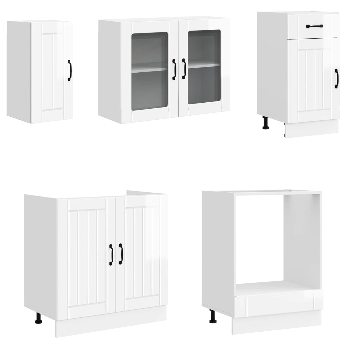 vidaXL 8 Piece Kitchen Cabinet Set "Lucca" High Gloss White Engineered Wood