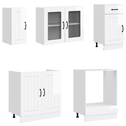 vidaXL 8 Piece Kitchen Cabinet Set "Lucca" High Gloss White Engineered Wood