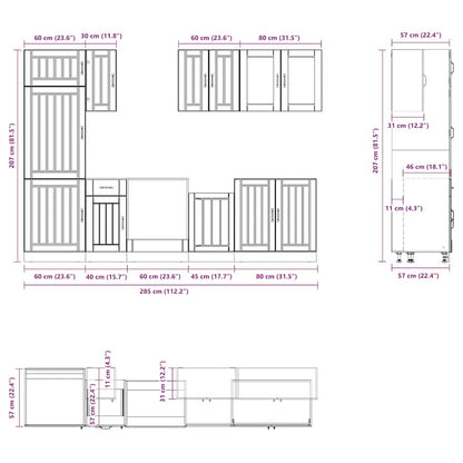 vidaXL 8 Piece Kitchen Cabinet Set Lucca Sonoma Oak Engineered Wood
