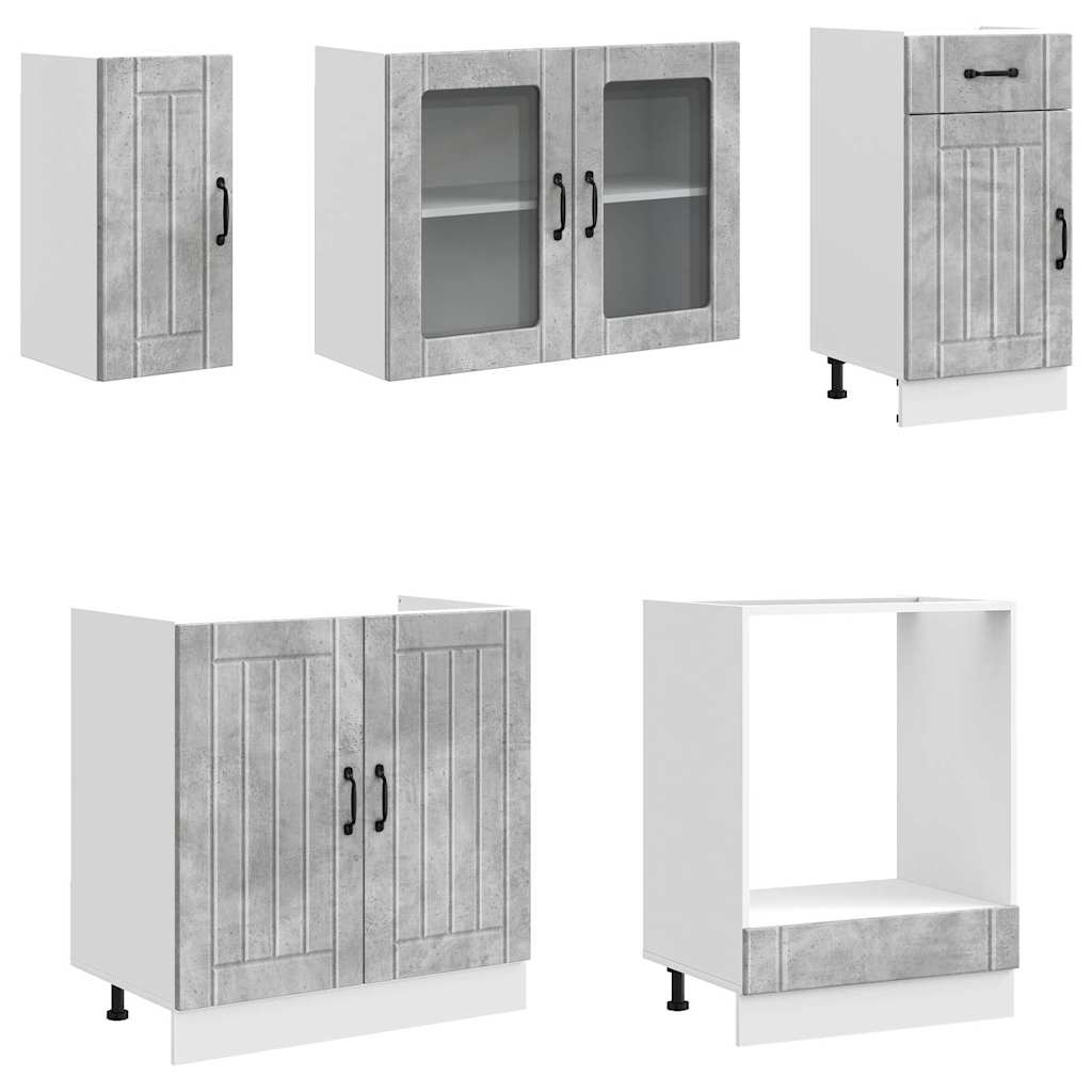 vidaXL 8 Piece Kitchen Cabinet Set "Lucca" Concrete Grey Engineered Wood