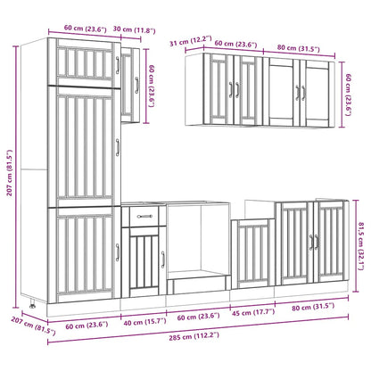 vidaXL 8 Piece Kitchen Cabinet Set Lucca Concrete Grey Engineered Wood