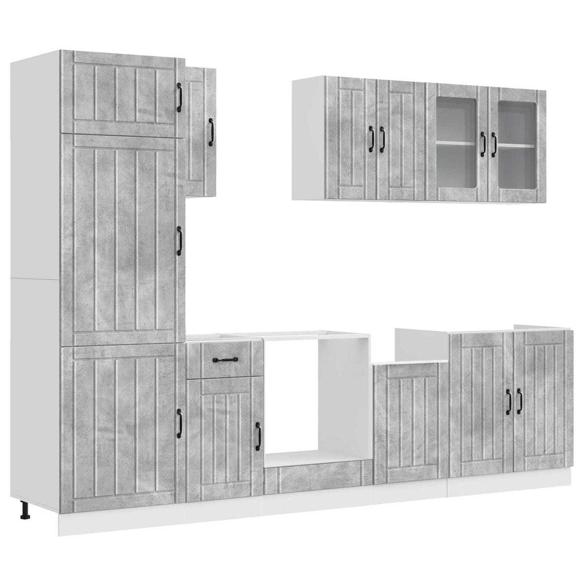 vidaXL 8 Piece Kitchen Cabinet Set "Lucca" Concrete Grey Engineered Wood