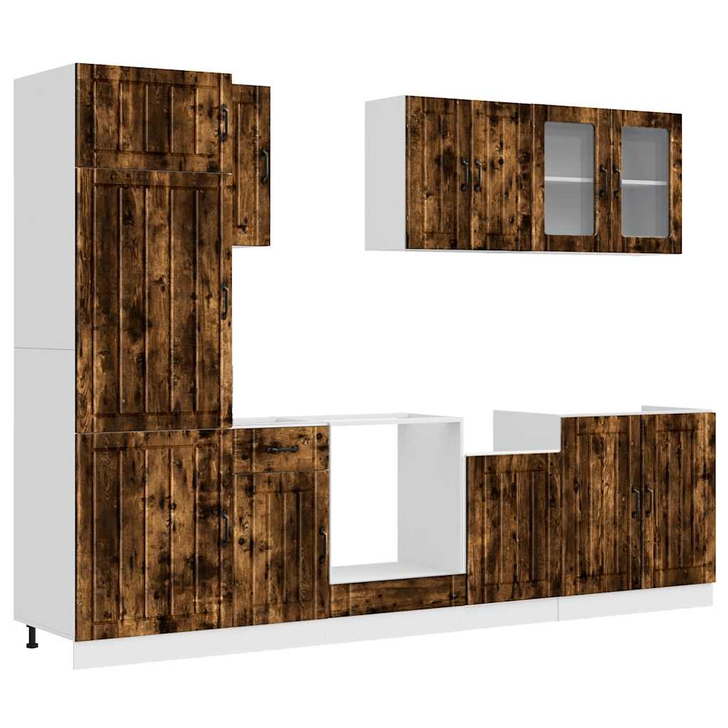 vidaXL 8 Piece Kitchen Cabinet Set "Lucca" Smoked Oak Engineered Wood