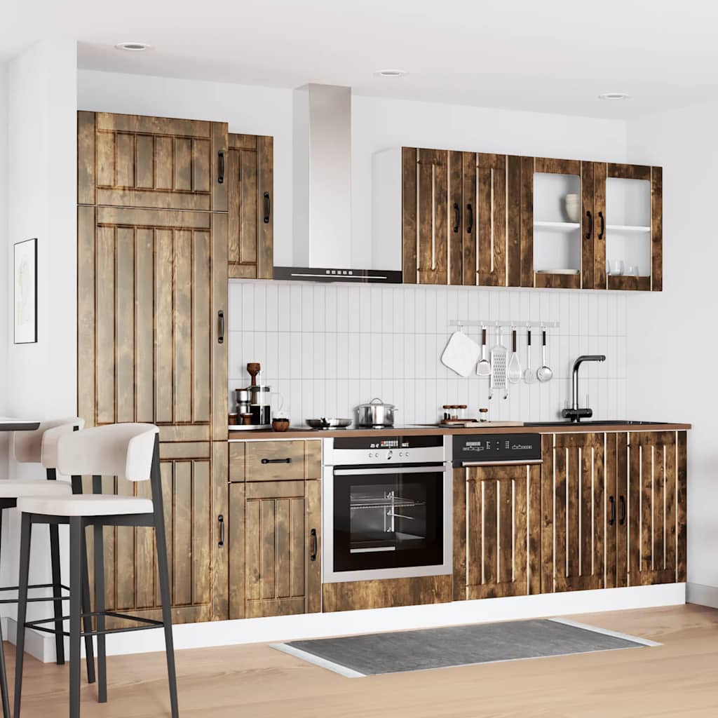 vidaXL 8 Piece Kitchen Cabinet Set Lucca Smoked Oak Engineered Wood