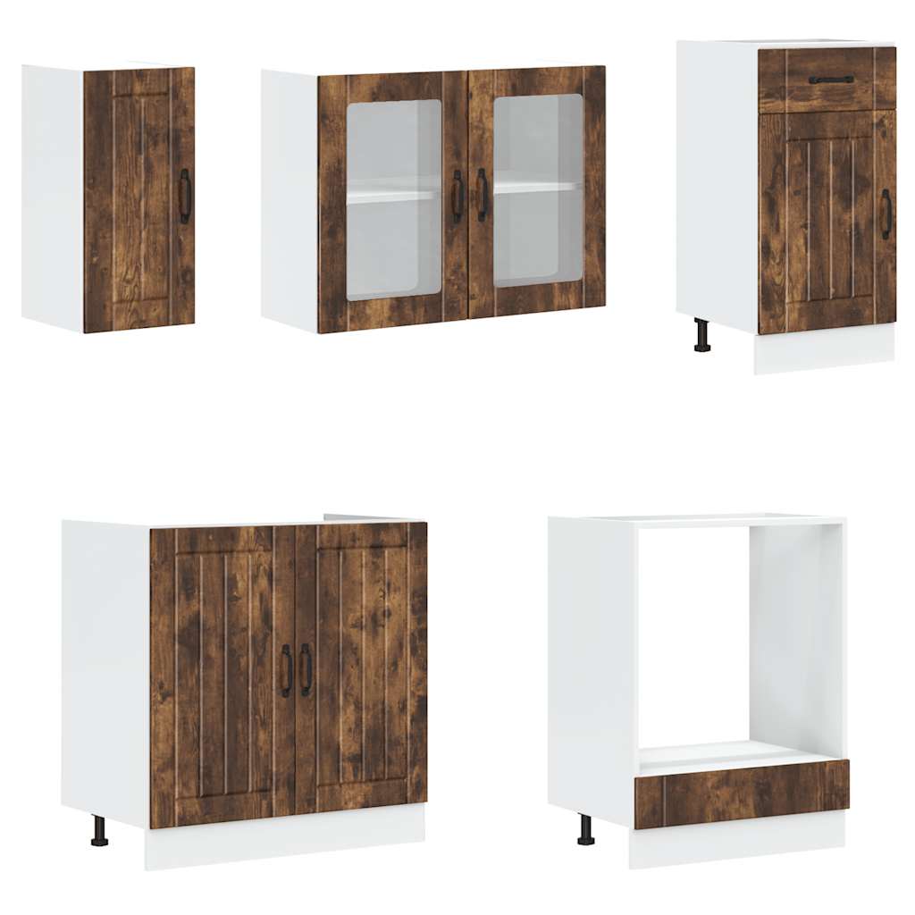 vidaXL 8 Piece Kitchen Cabinet Set Lucca Smoked Oak Engineered Wood