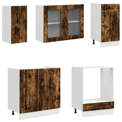 vidaXL 8 Piece Kitchen Cabinet Set "Lucca" Smoked Oak Engineered Wood