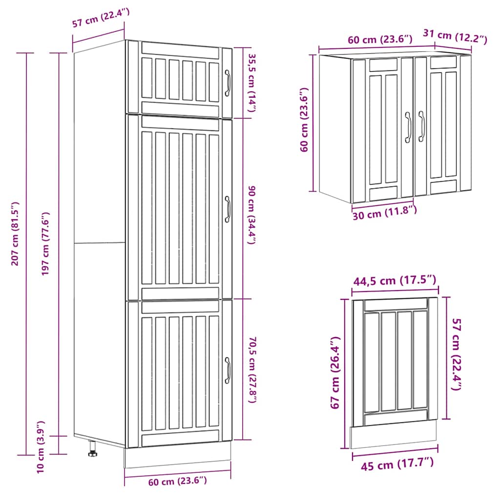 vidaXL 8 Piece Kitchen Cabinet Set Lucca Smoked Oak Engineered Wood