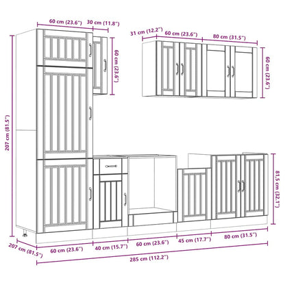 vidaXL 8 Piece Kitchen Cabinet Set Lucca Smoked Oak Engineered Wood