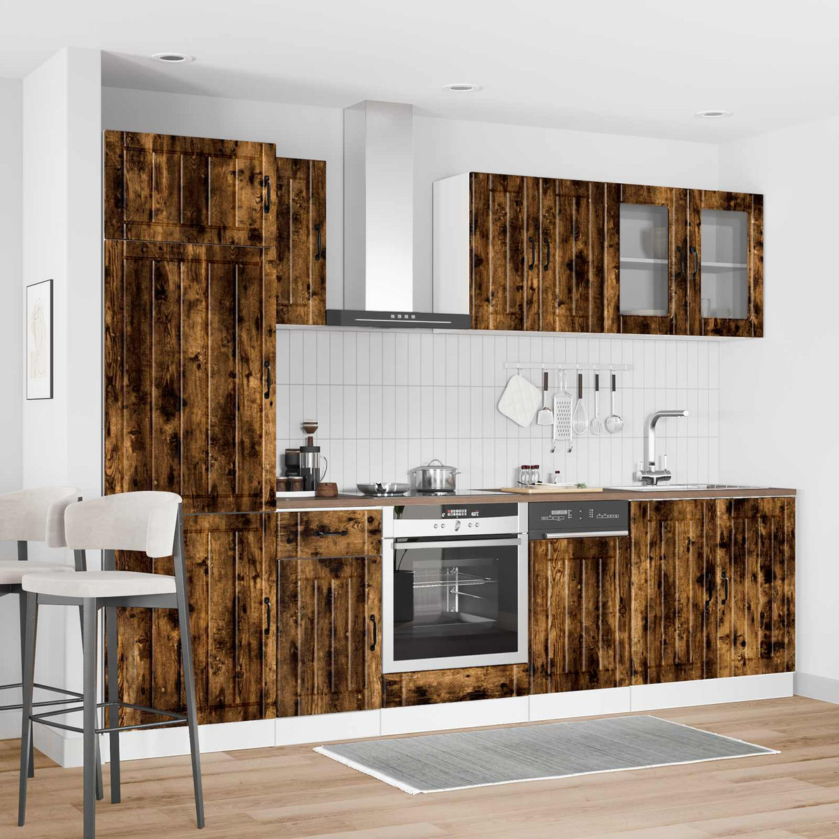 vidaXL 8 Piece Kitchen Cabinet Set "Lucca" Smoked Oak Engineered Wood