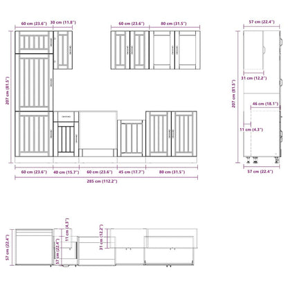 vidaXL 8 Piece Kitchen Cabinet Set Kalmar Grey Sonoma Engineered Wood