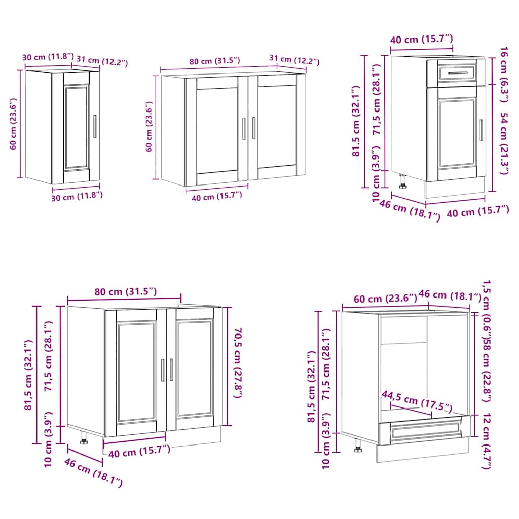 vidaXL 8 Piece Kitchen Cabinet Set Porto White Engineered Wood