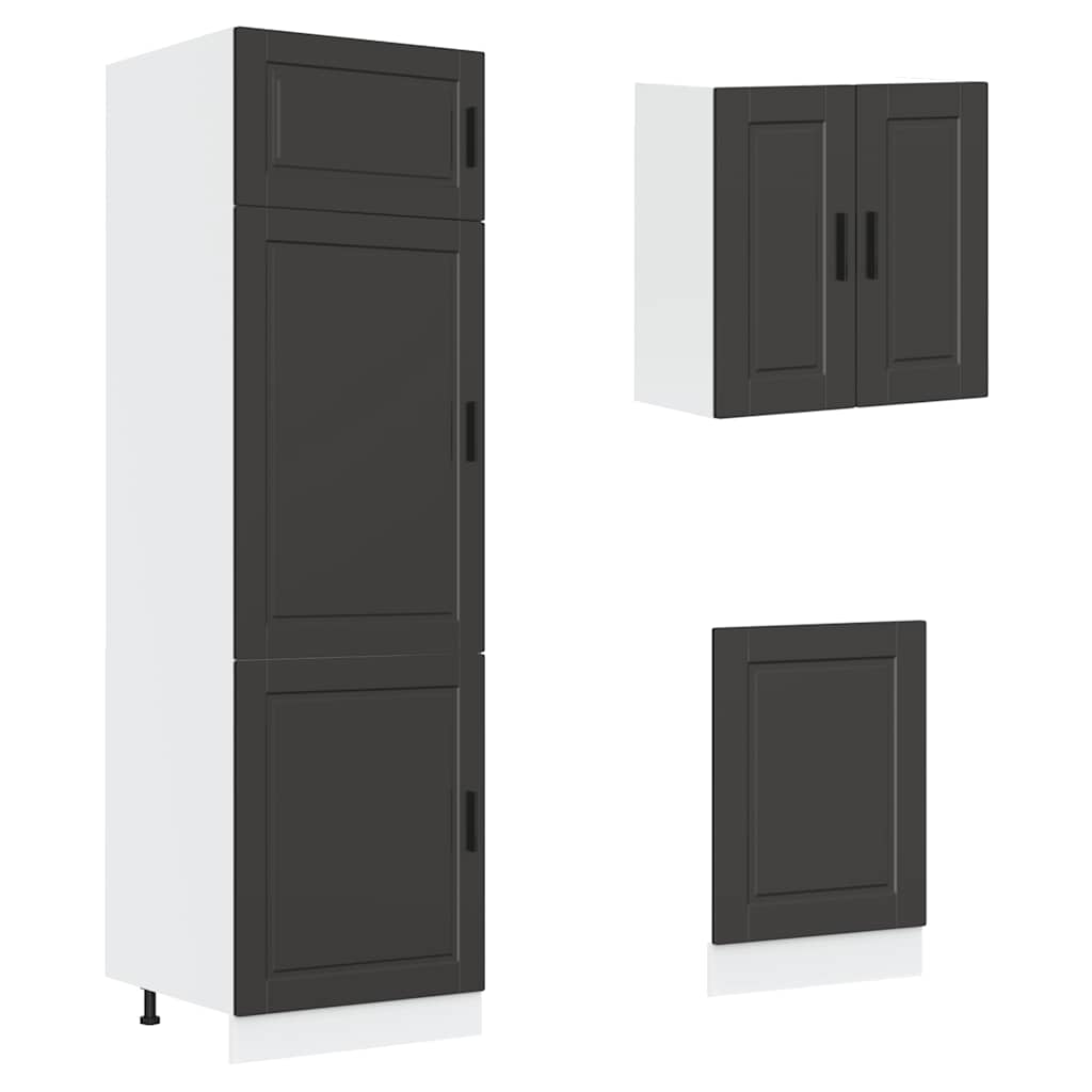 vidaXL 8 Piece Kitchen Cabinet Set Porto Black Engineered Wood