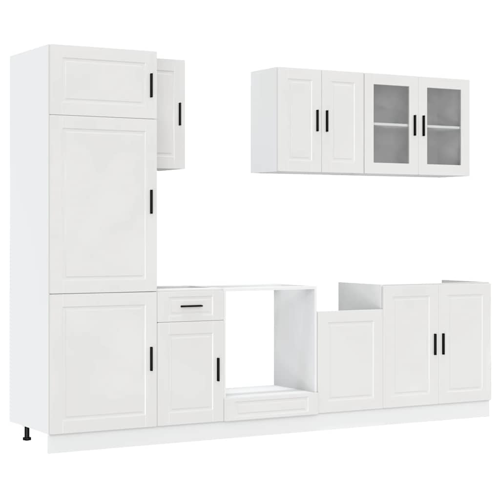 vidaXL 8 Piece Kitchen Cabinet Set Porto High Gloss White Engineered Wood