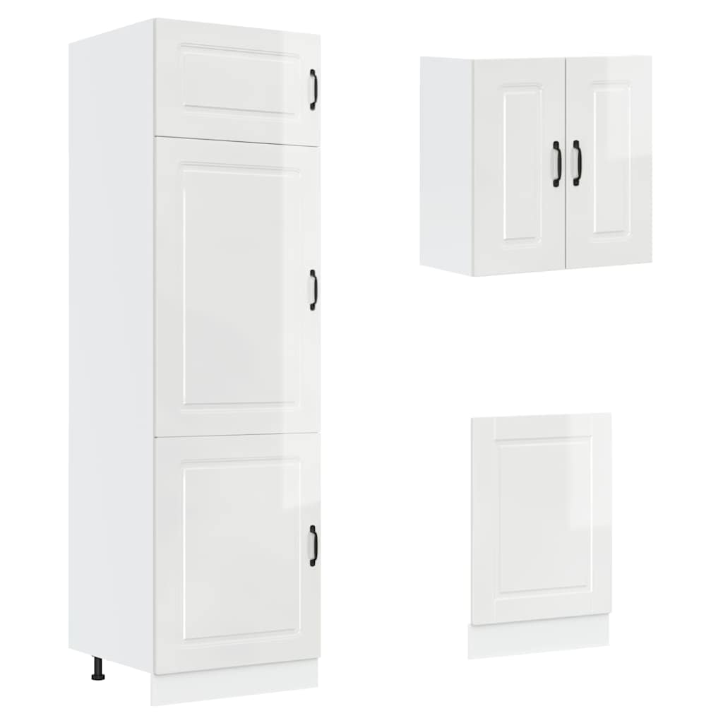 vidaXL 8 Piece Kitchen Cabinet Set Porto High Gloss White Engineered Wood