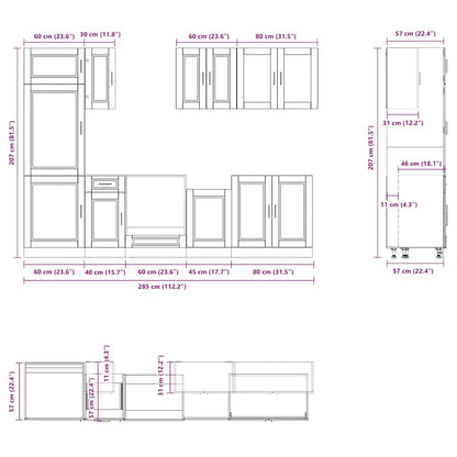 vidaXL 8 Piece Kitchen Cabinet Set Porto High Gloss White Engineered Wood