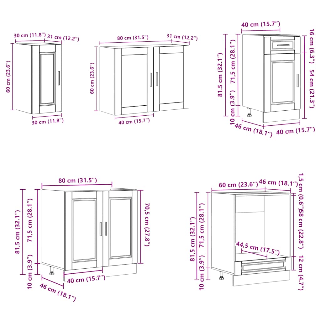 vidaXL 8 Piece Kitchen Cabinet Set Porto High Gloss White Engineered Wood