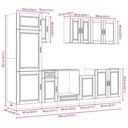 vidaXL 8 Piece Kitchen Cabinet Set Porto High Gloss White Engineered Wood