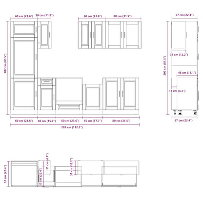 vidaXL 8 Piece Kitchen Cabinet Set Kalmar Concrete Grey Engineered Wood