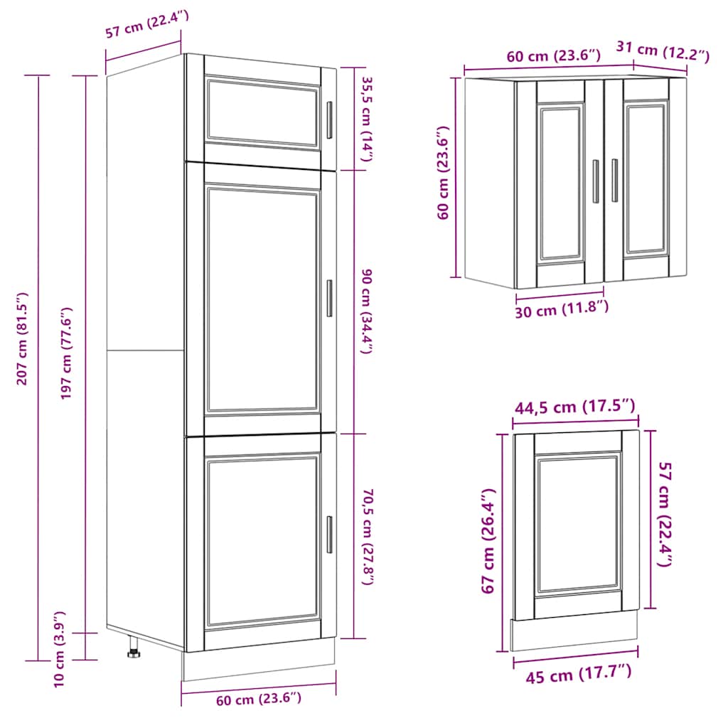 vidaXL 8 Piece Kitchen Cabinet Set Kalmar Concrete Grey Engineered Wood