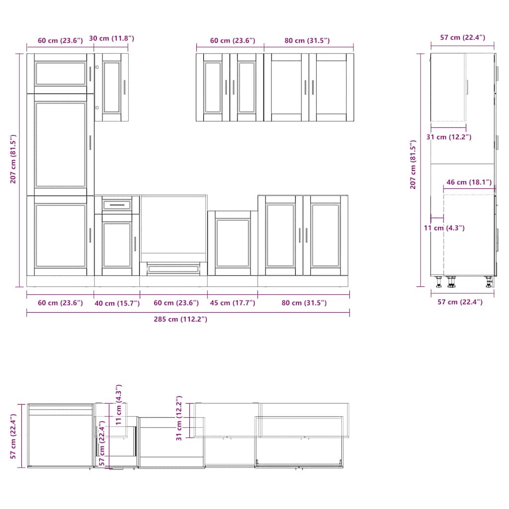 vidaXL 8 Piece Kitchen Cabinet Set Kalmar Grey Sonoma Engineered Wood