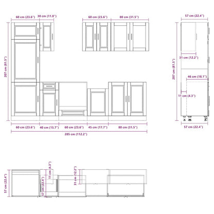 vidaXL 8 Piece Kitchen Cabinet Set Kalmar Grey Sonoma Engineered Wood