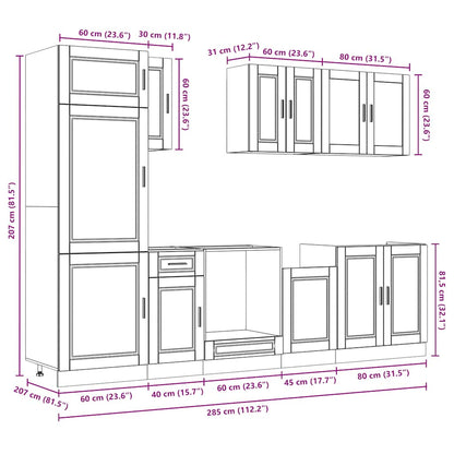vidaXL 8 Piece Kitchen Cabinet Set Kalmar Grey Sonoma Engineered Wood