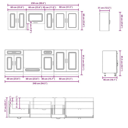 vidaXL 8 Piece Kitchen Cabinet Set Kalmar White Engineered Wood