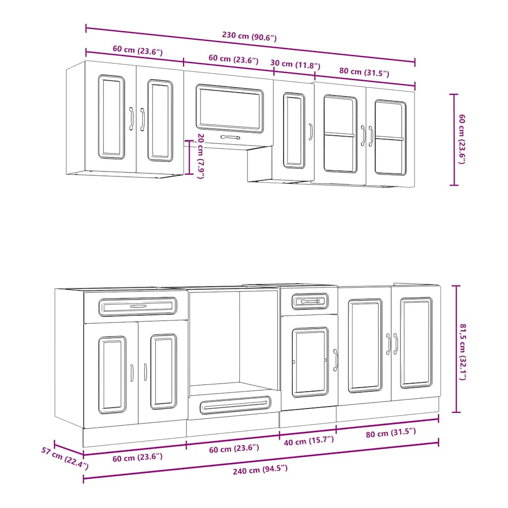 vidaXL 8 Piece Kitchen Cabinet Set Kalmar White Engineered Wood
