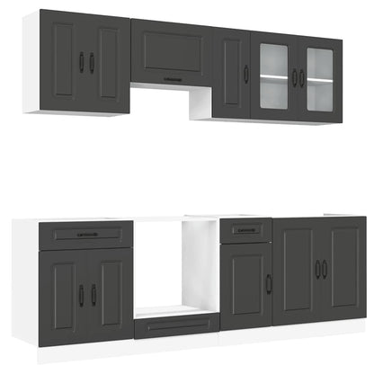 vidaXL 8 Piece Kitchen Cabinet Set Kalmar Black Engineered Wood